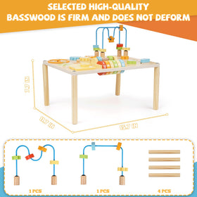 GHOOI turn and screw toy on the wooden activity table builds precision and fine motor control for toddlers.