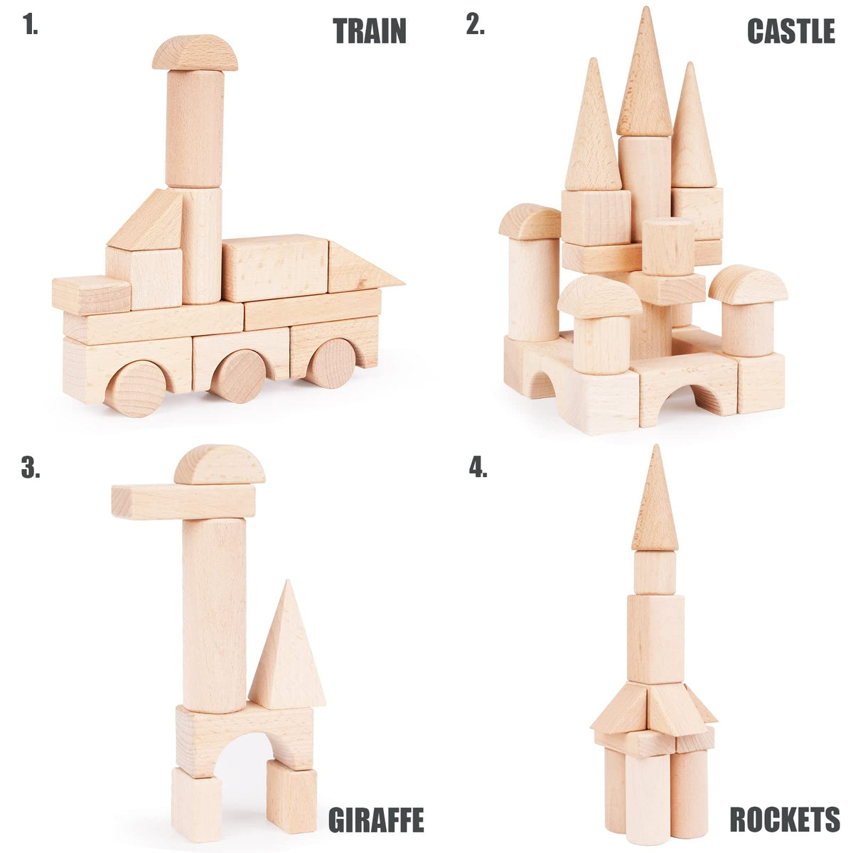GHOOI wooden blocks learning toy promotes hands-on learning and imagination.