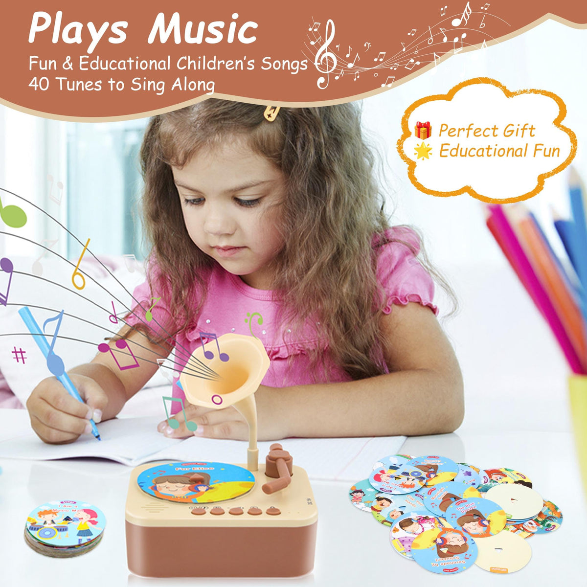 Ghousetec Kids Phonograph DIY cards invite kids to draw or record their own music.