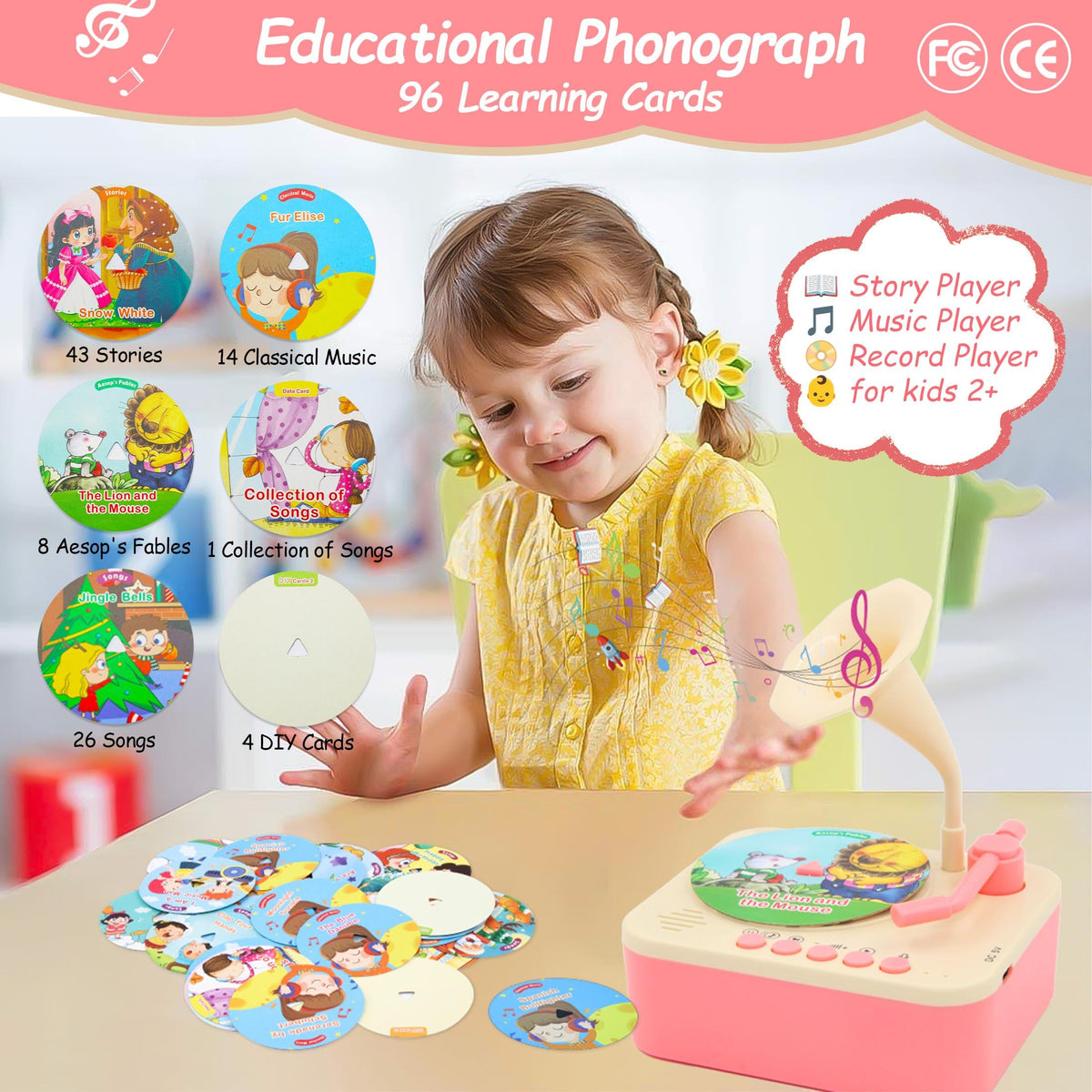 Ghousetec kids record player featuring a diverse story collection to spark imagination.