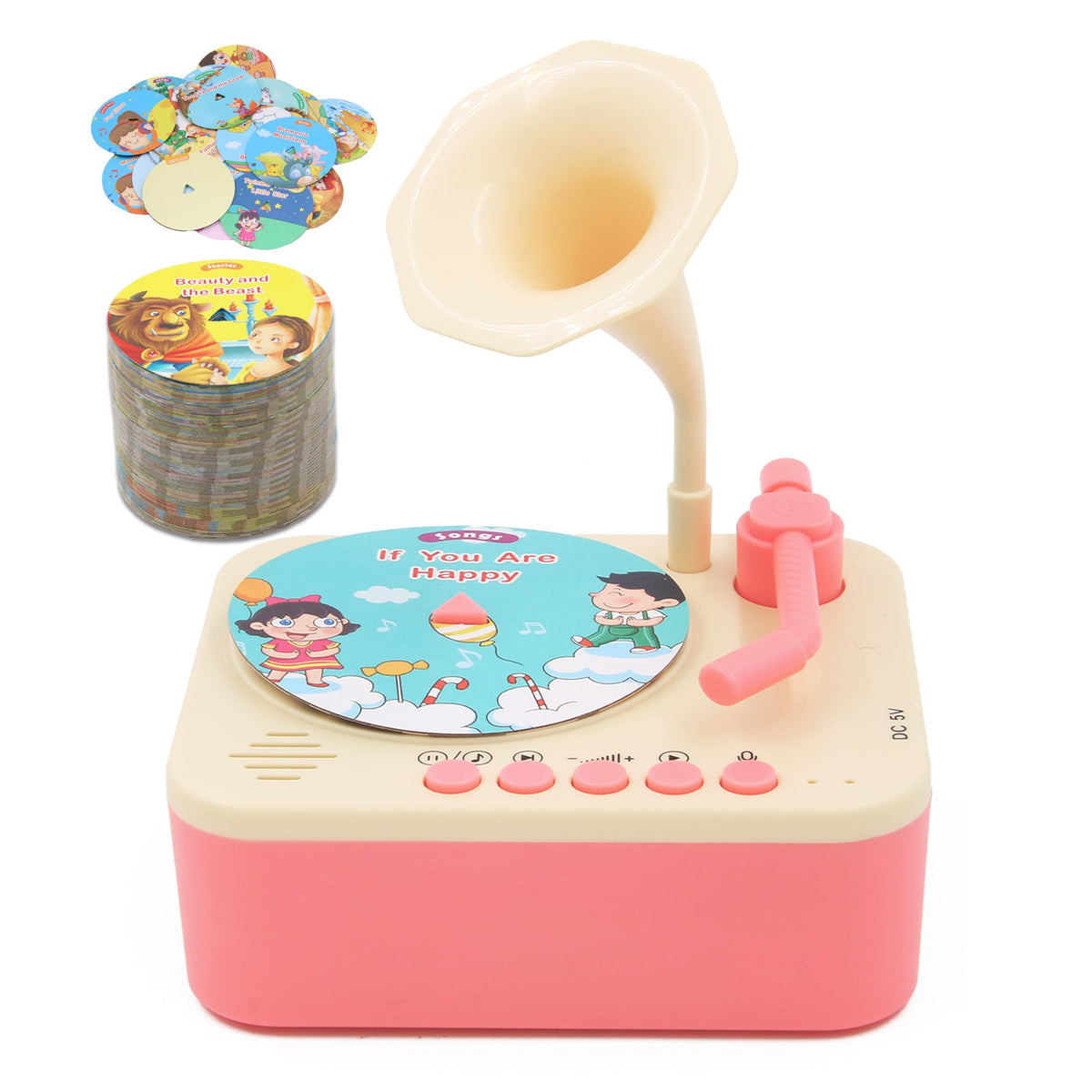 Ghousetec toddler phonograph with 99 cards for storytelling and music play.