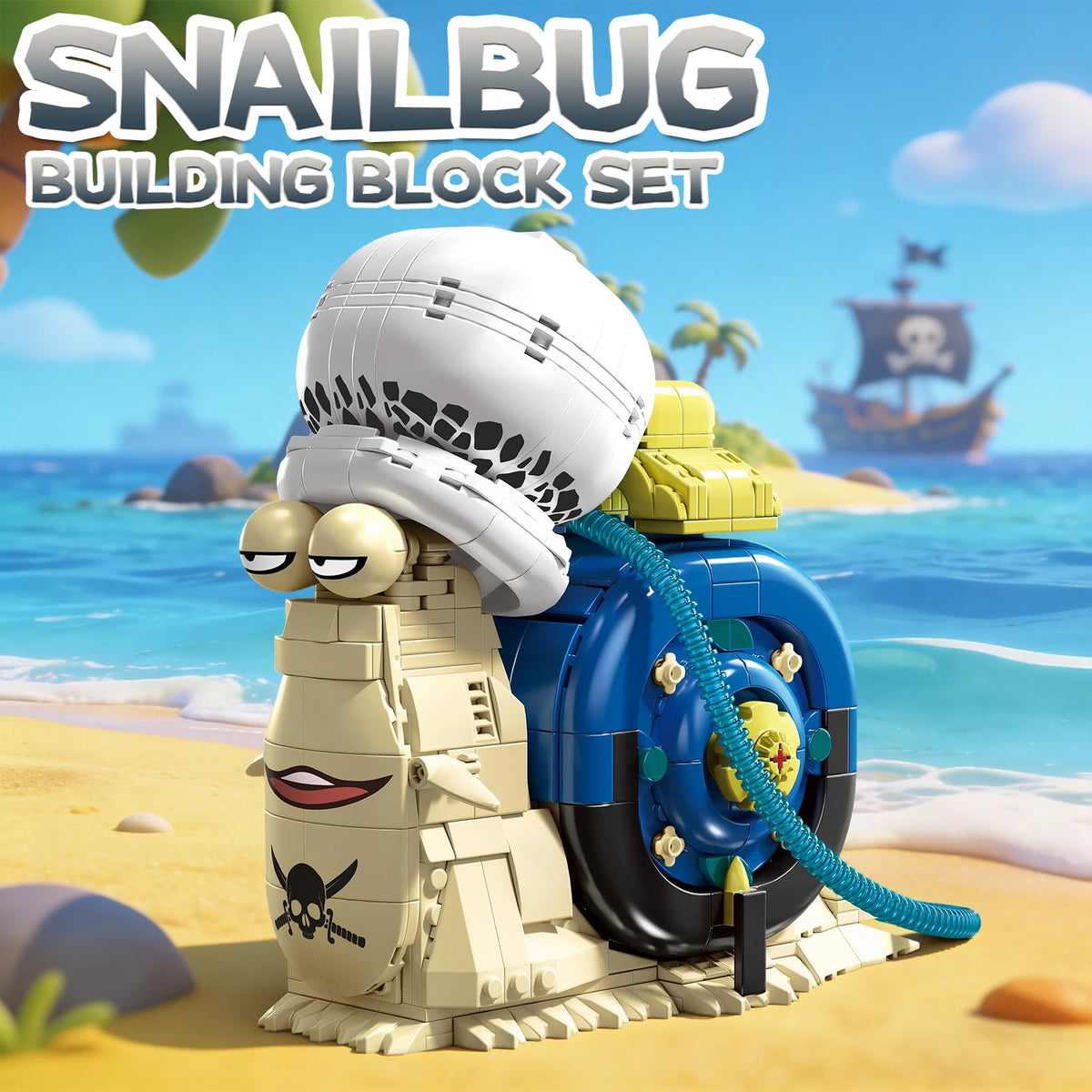 GHQYTPR snail with blue shell, bold desk centerpiece for manga lovers.