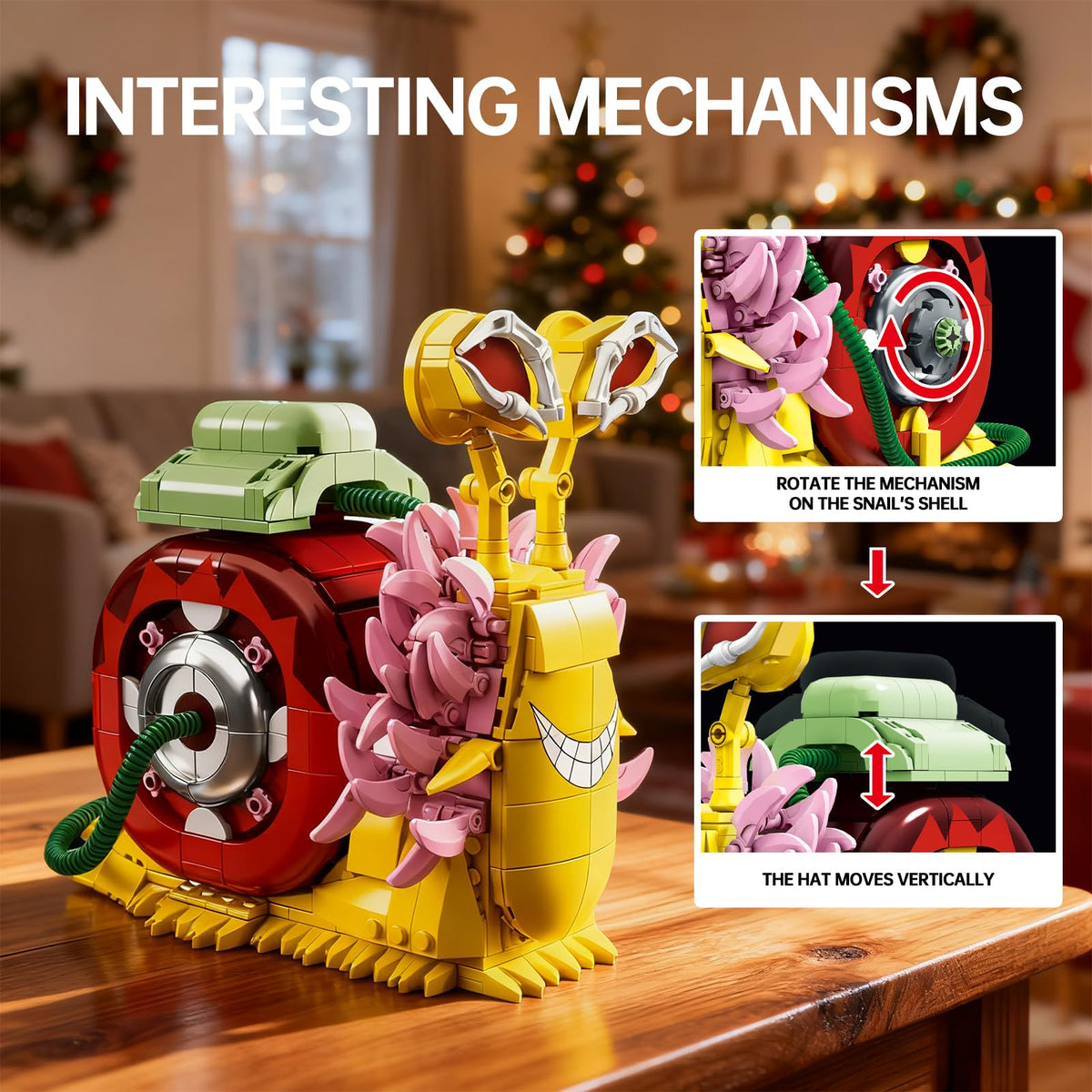 GHQYTPR snail built from precision bricks for home display and fan admiration.