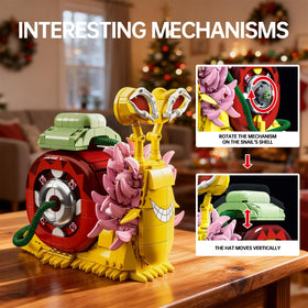 GHQYTPR snail built from precision bricks for home display and fan admiration.
