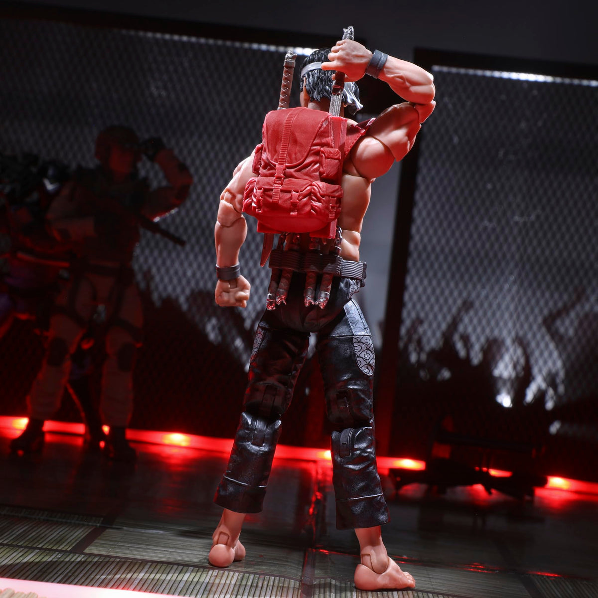 G.I. Joe Quick Kick shuriken with throwing effect enhances diorama scenes.