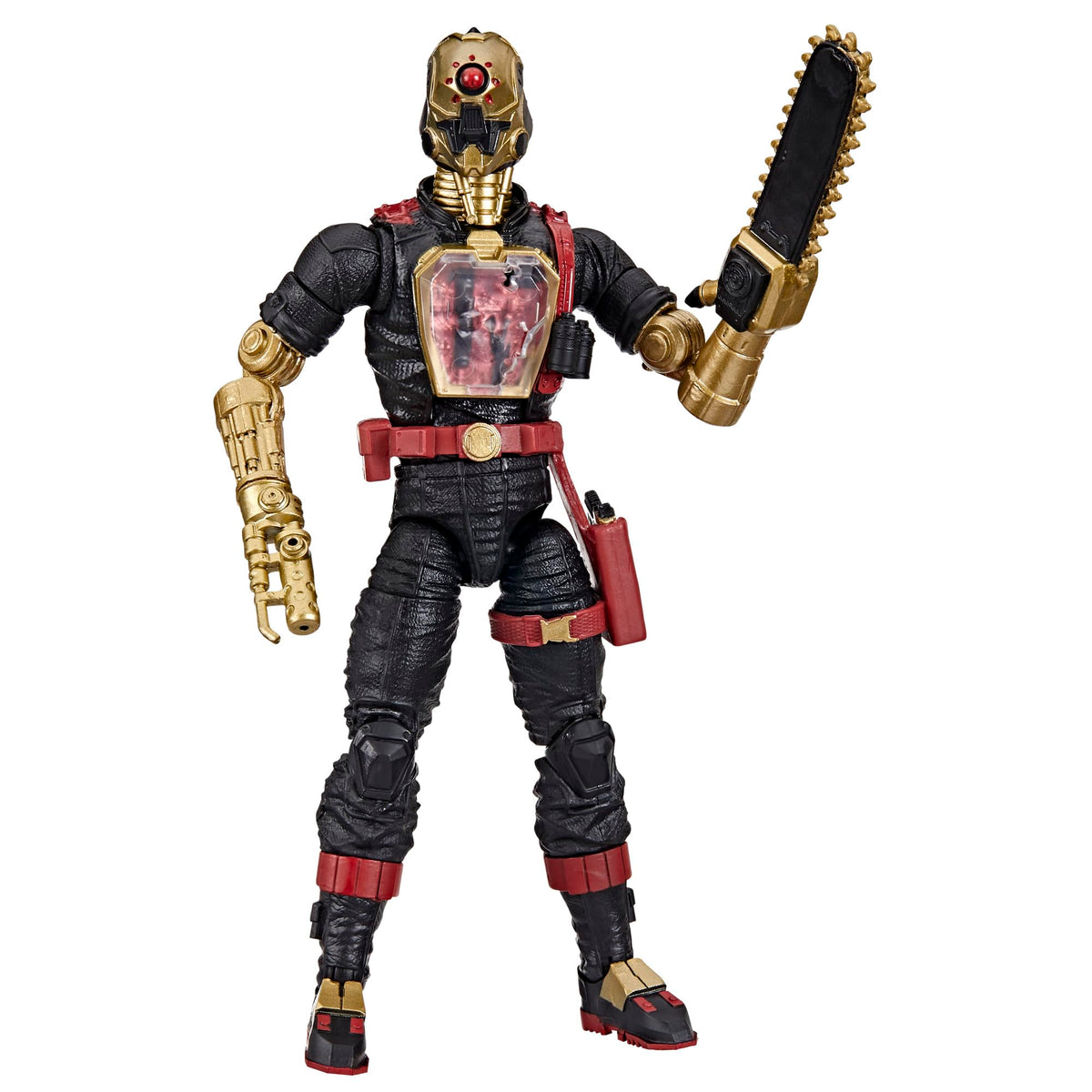 G.I. Joe Iron Grenadier B.A.T. chainsaw attachment for dynamic display.