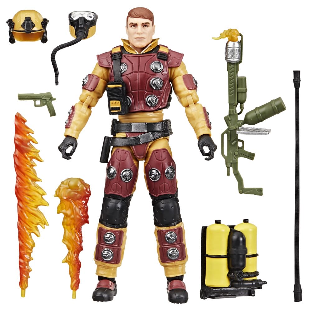 G.I. Joe Blowtorch with accessories laid out for authentic action display.
