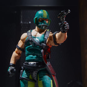 G.I. Joe Cobra Copperhead footlocker keeps accessories organized for display.