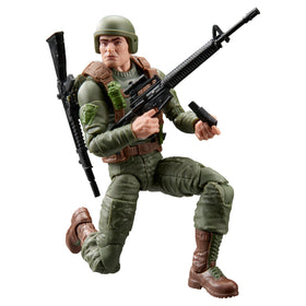 G.I. Joe Grunt Graves laser rifle add-on enhances battle-ready poses.