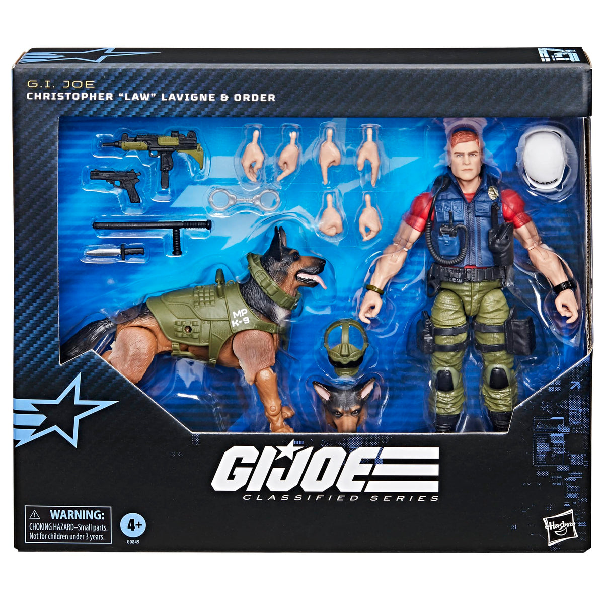 G.I. Joe K-9 Order dog with alternate heads for action dioramas.