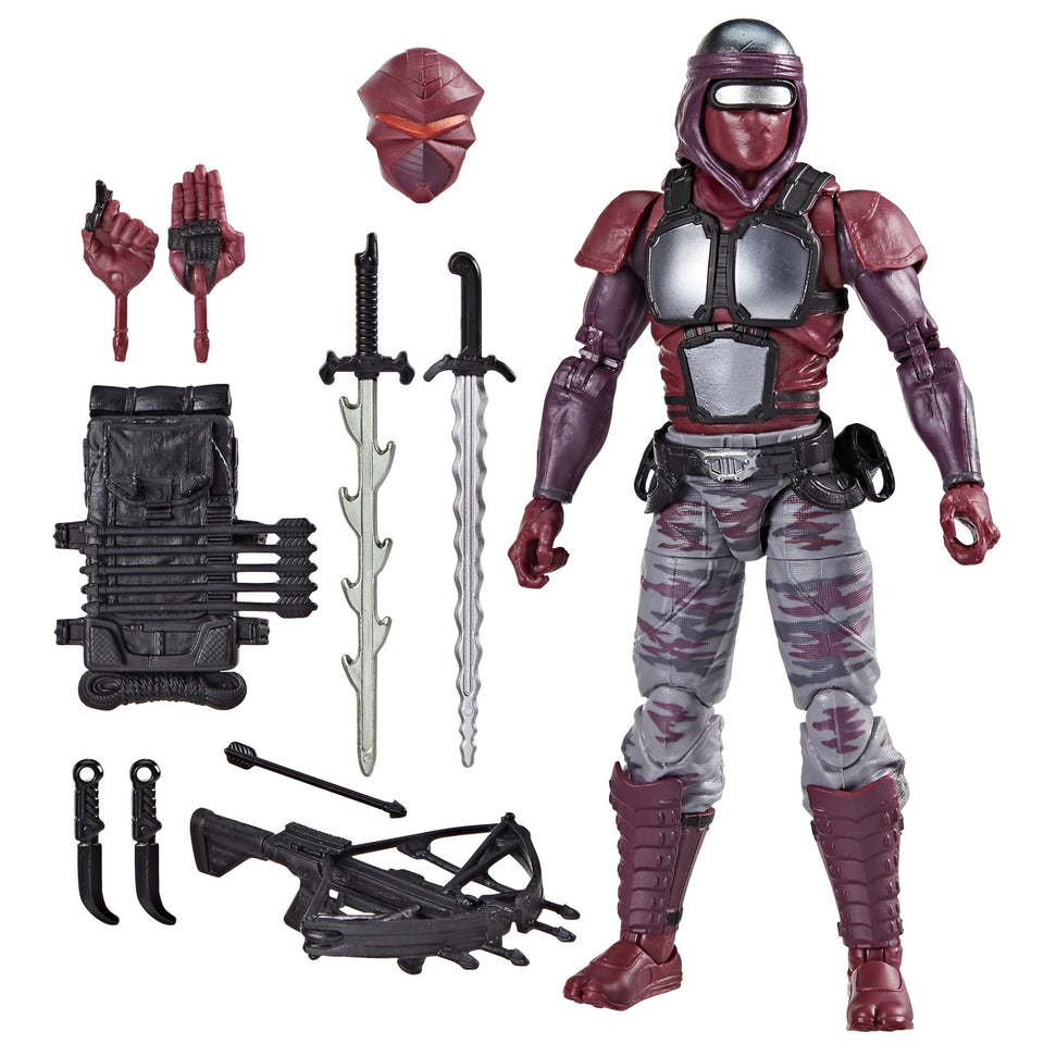 G.I. Joe Night-Creeper figure front view with 10 accessories for dynamic display