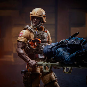 Foldable stretcher accessory for realistic medical gear in action scenes