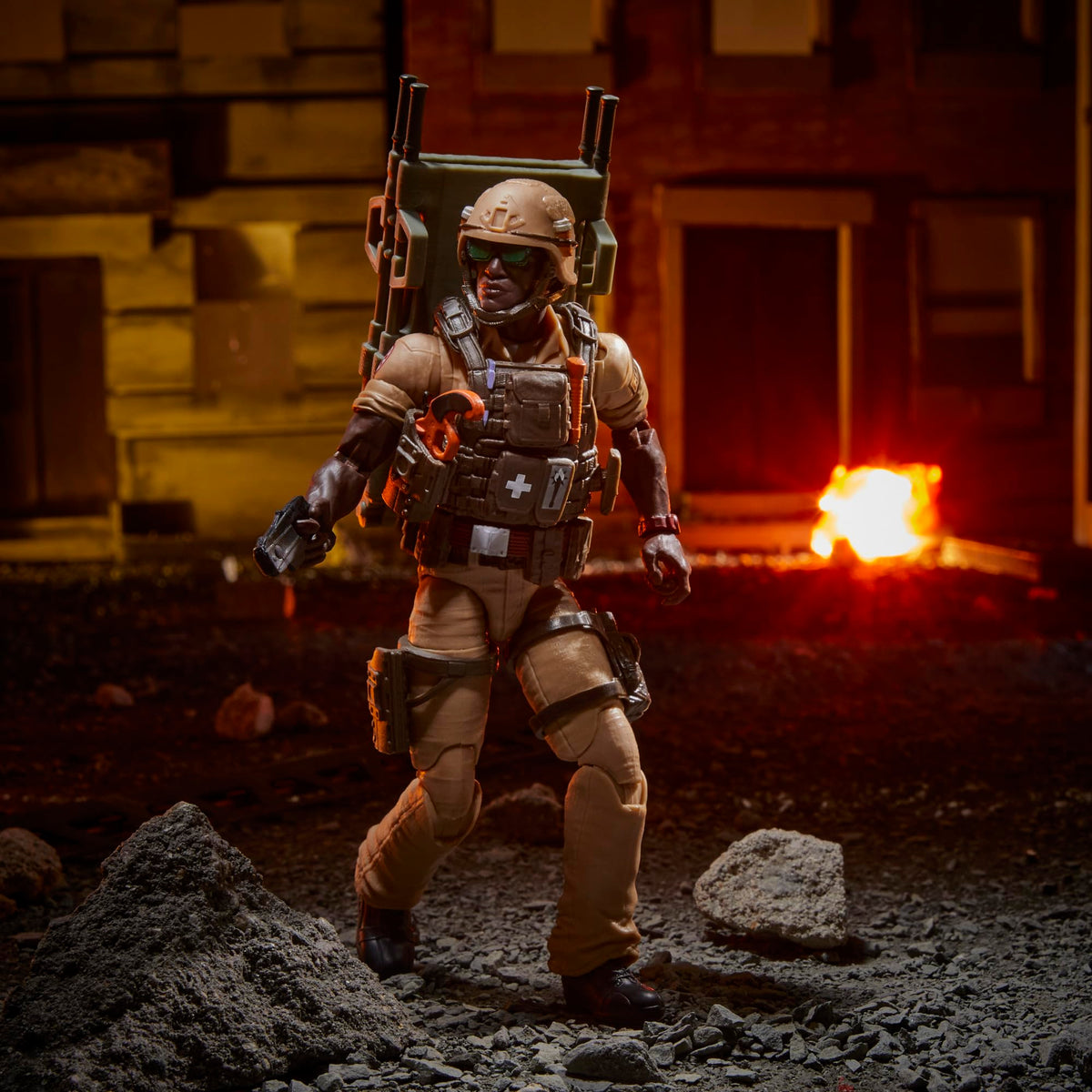 Holster on vest enabling versatile posing with accessories