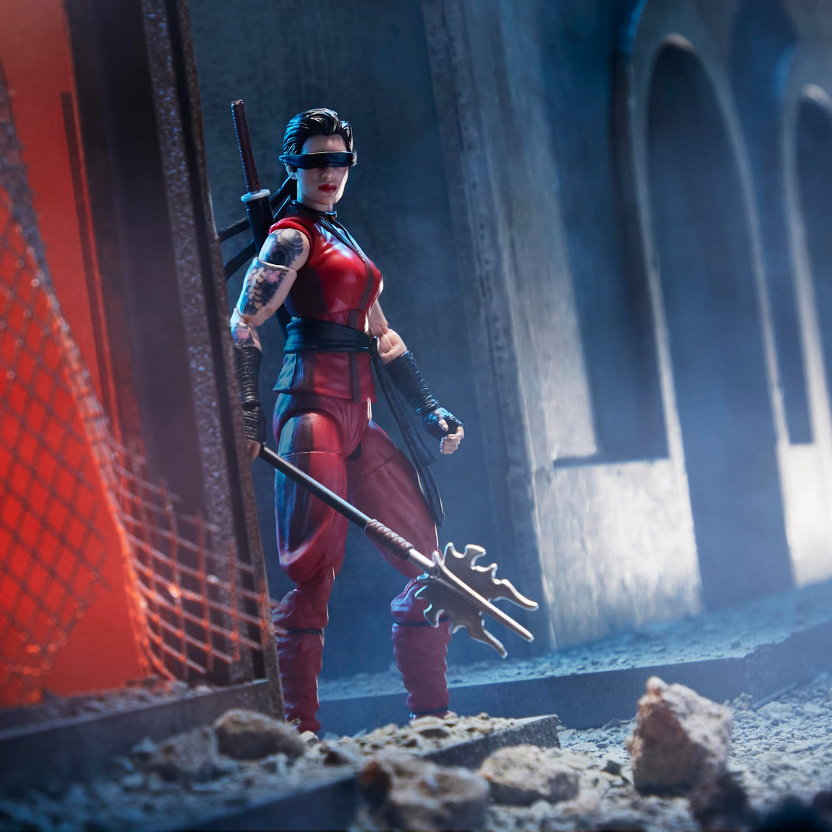 G.I. Joe Jinx katana with sheath supports action-ready poses.