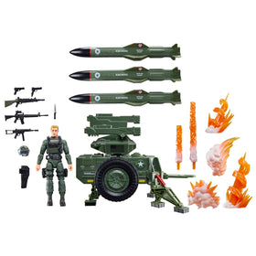 G.I. Joe Hawk figure with M.M.S. towable vehicle for dynamic displays.