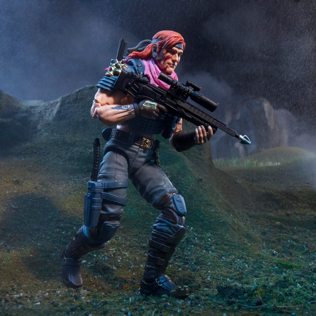 G.I. Joe Zandar poseable figure supports creative displays.