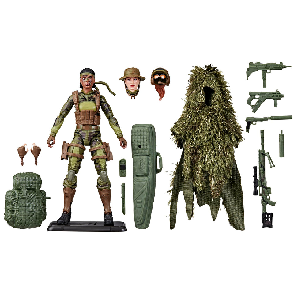 G.I. Joe Classified 60th Sniper ghillie suit for realistic display.