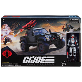 G.I. Joe Cobra Night Attack 4-WD Stinger armored doors and roof add authentic detailing for display.