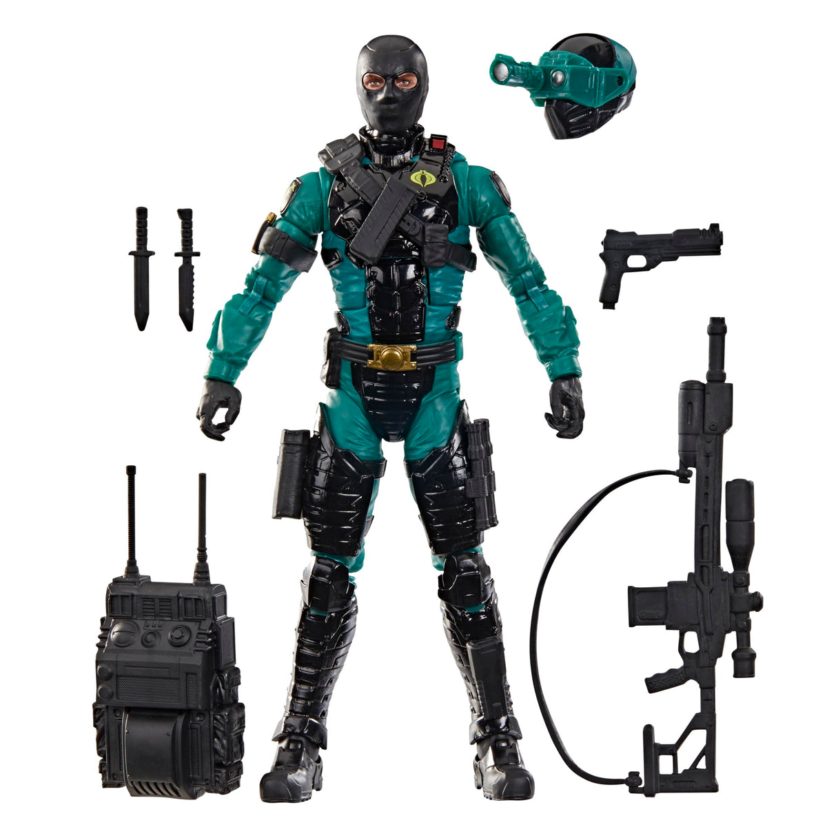 G.I. Joe Night-Viper figure front view for display and poseability.