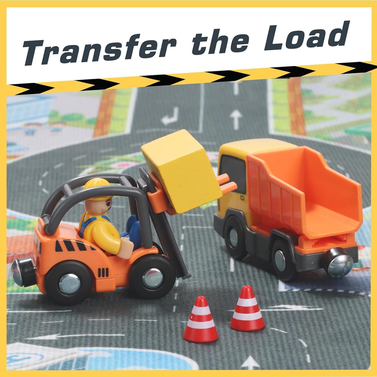 Giant Bean dump-truck provides rugged transport action and role-play potential.