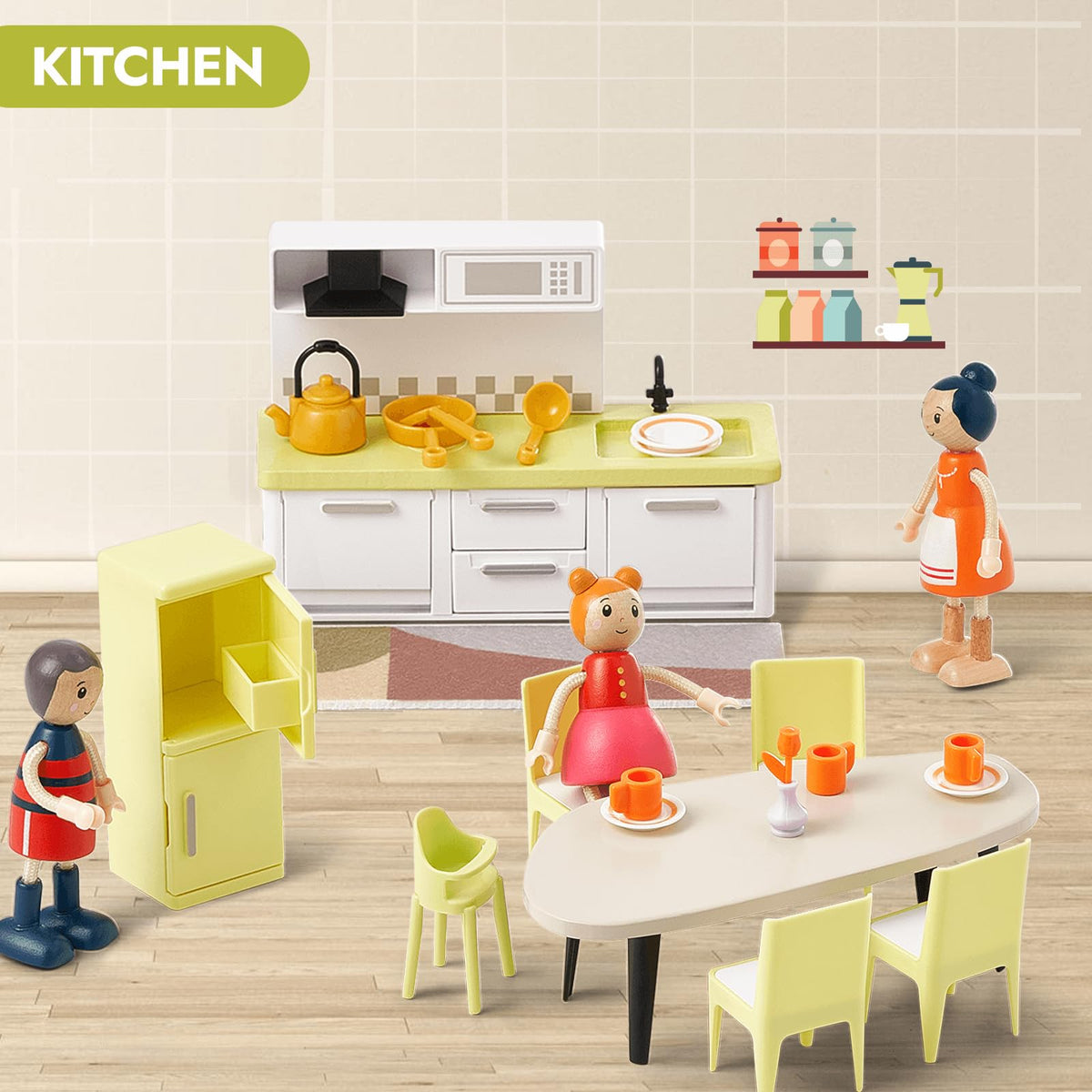 Giant Bean 85pcs dollhouse bathroom wash basin for playful grooming moments.