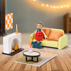 Giant Bean 85pcs dollhouse six room set inspires imaginative home life scenes.