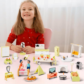 Giant Bean 85pcs dollhouse toilet lid opens for realistic mini scenes.