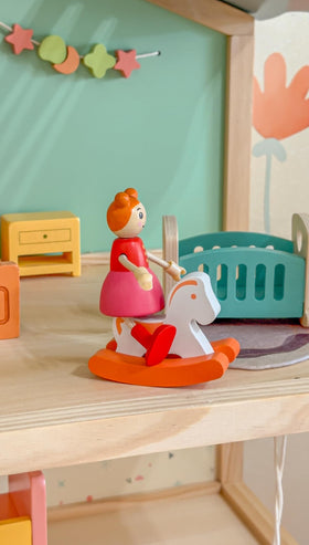 Giant bean candy-colored finishes brighten any dollhouse play space.