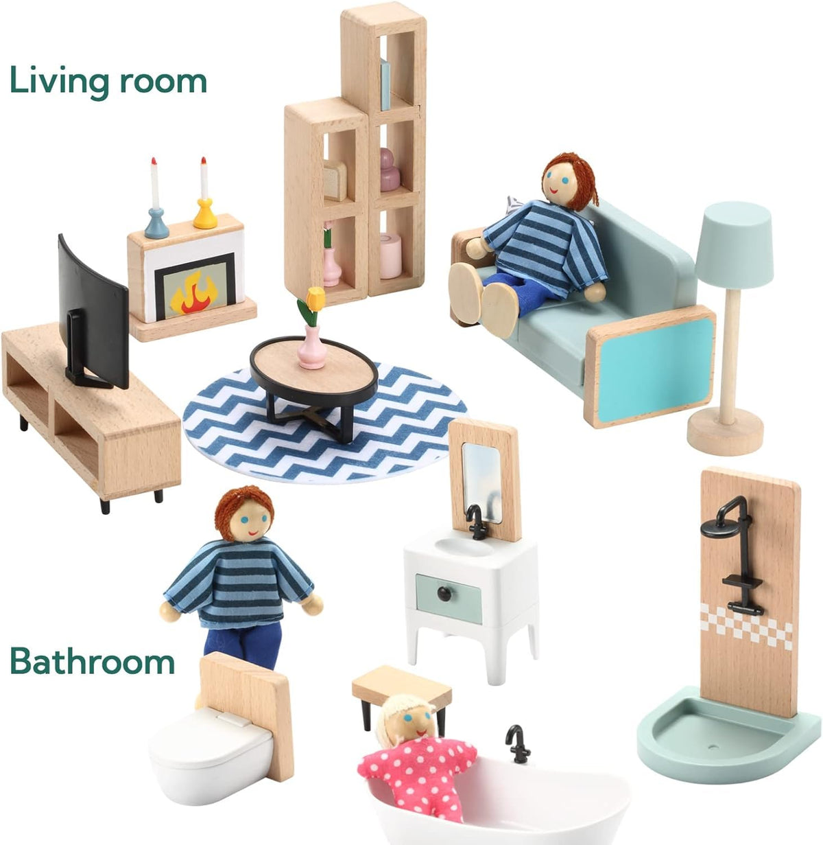 Giant Bean dollhouse wash basin with accessible features for pretend grooming.