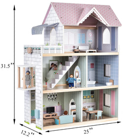 Giant bean Large Pink Dollhouse balcony with sunshade creates light-filled play space