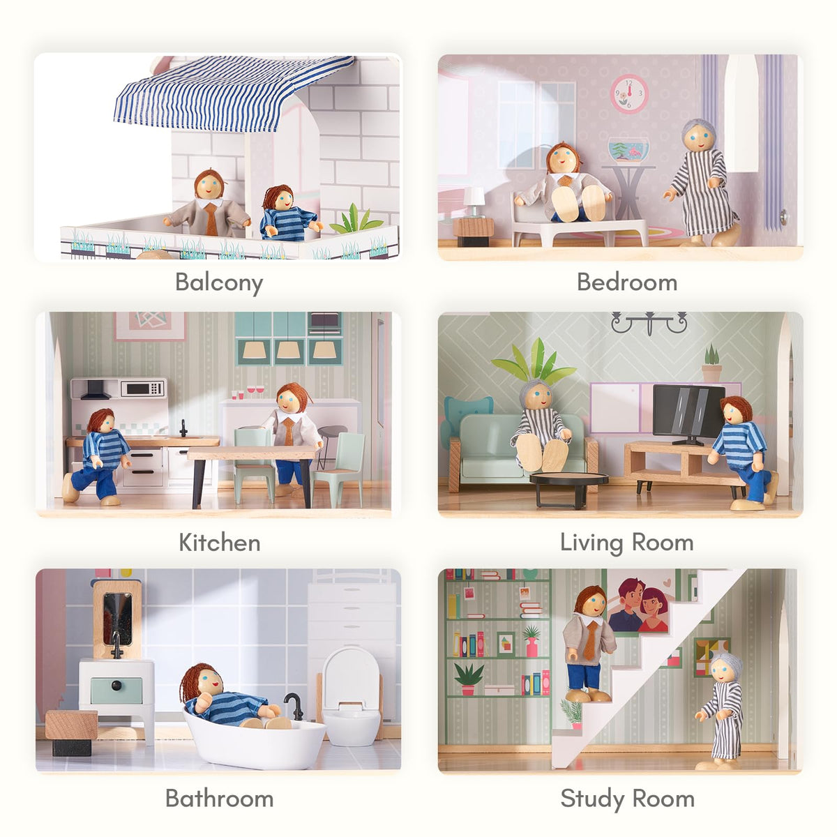 Giant bean Large Pink Dollhouse doorbell feature invites pretend visits