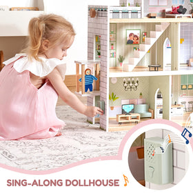 Giant bean Large Pink Dollhouse elevator close-up highlights smooth movement between floors during play