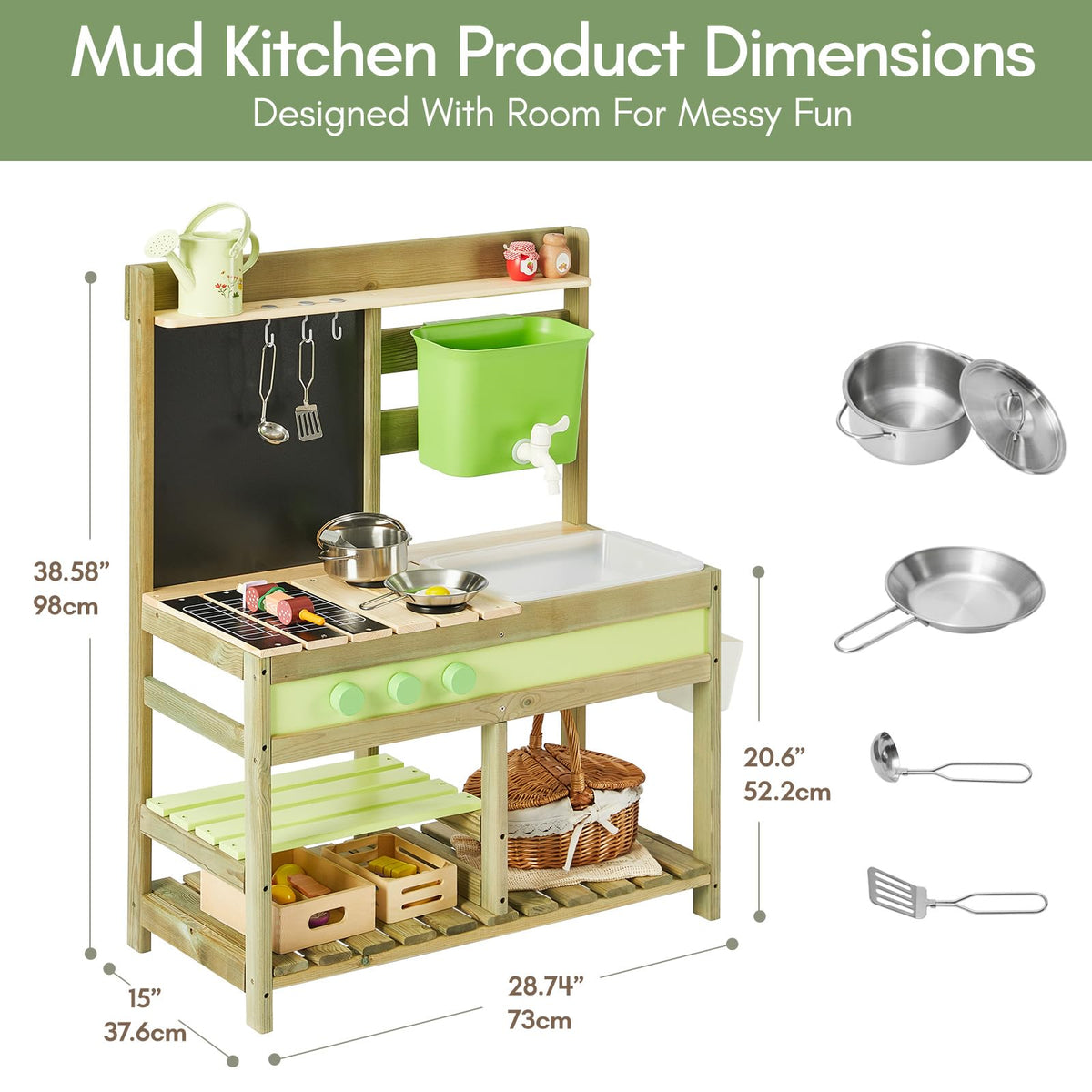 Giant Bean mud kitchen BBQ grill feature for social pretend meals outdoors