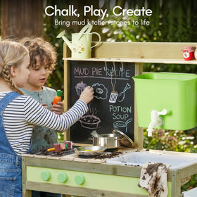 Giant Bean mud kitchen natural wood finish with smooth edges for safe outdoor fun