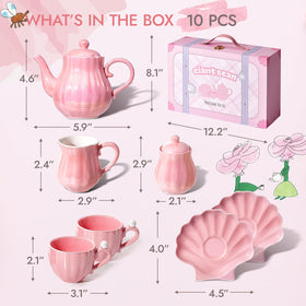 Giant Bean Porcelain Tea Set suitcase provides portable teatime setup.
