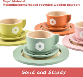 Giant bean cups and saucers arranged for pretend tea party playtime