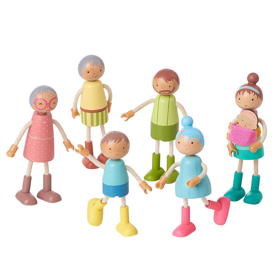 Giant Bean wooden family dolls set – grandparents figure for imaginative storytelling