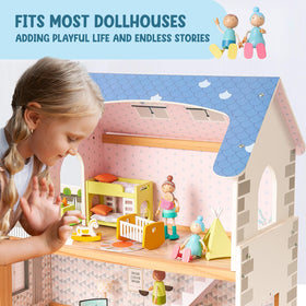 Giant Bean wooden family dolls set – hand-painted details bring vibrant scenes to life