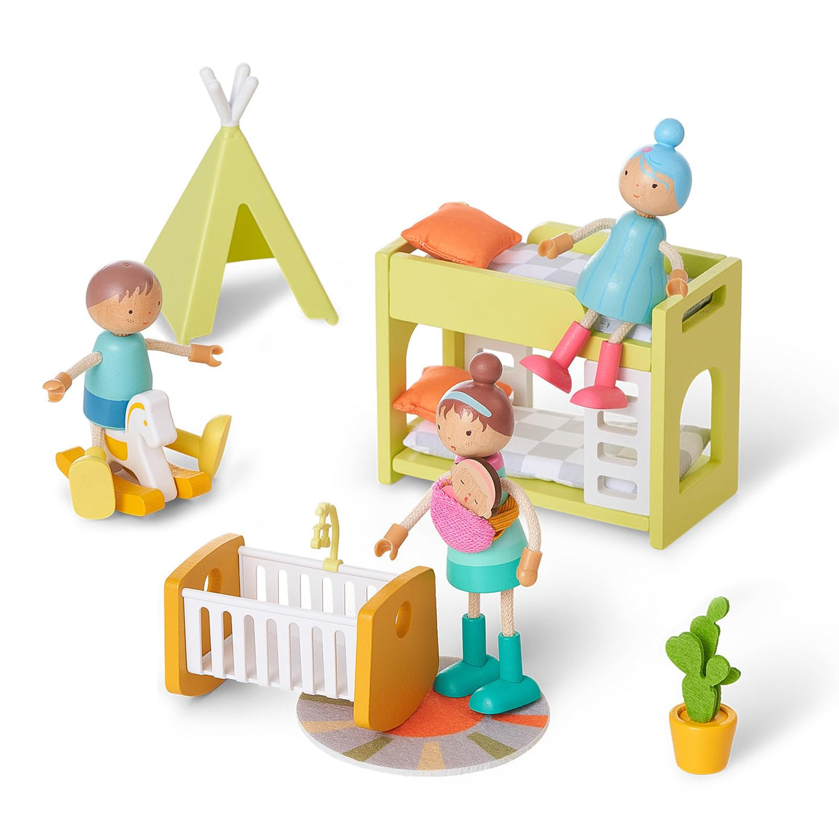 Giant Bean wooden family dolls set – parents figure for role-play