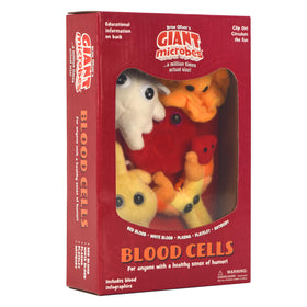 GIANT MICROBES Blood Cells Gift Box with five plush cell keychains for study and display.