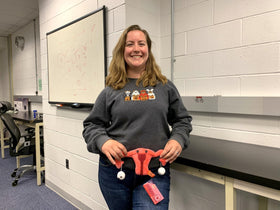 GIANT MICROBES Uterus Plush serves as an educational anatomy model.