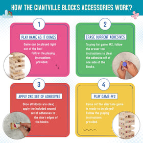 Giantville blocks in action during a lively stacking challenge.