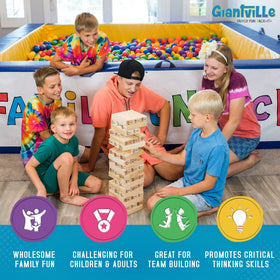 Giantville blocks setup in backyard setting for outdoor family fun.