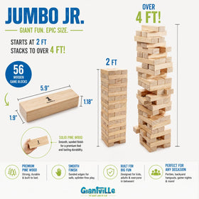 Giantville timber blocks show durable pine wood and a smooth finish.