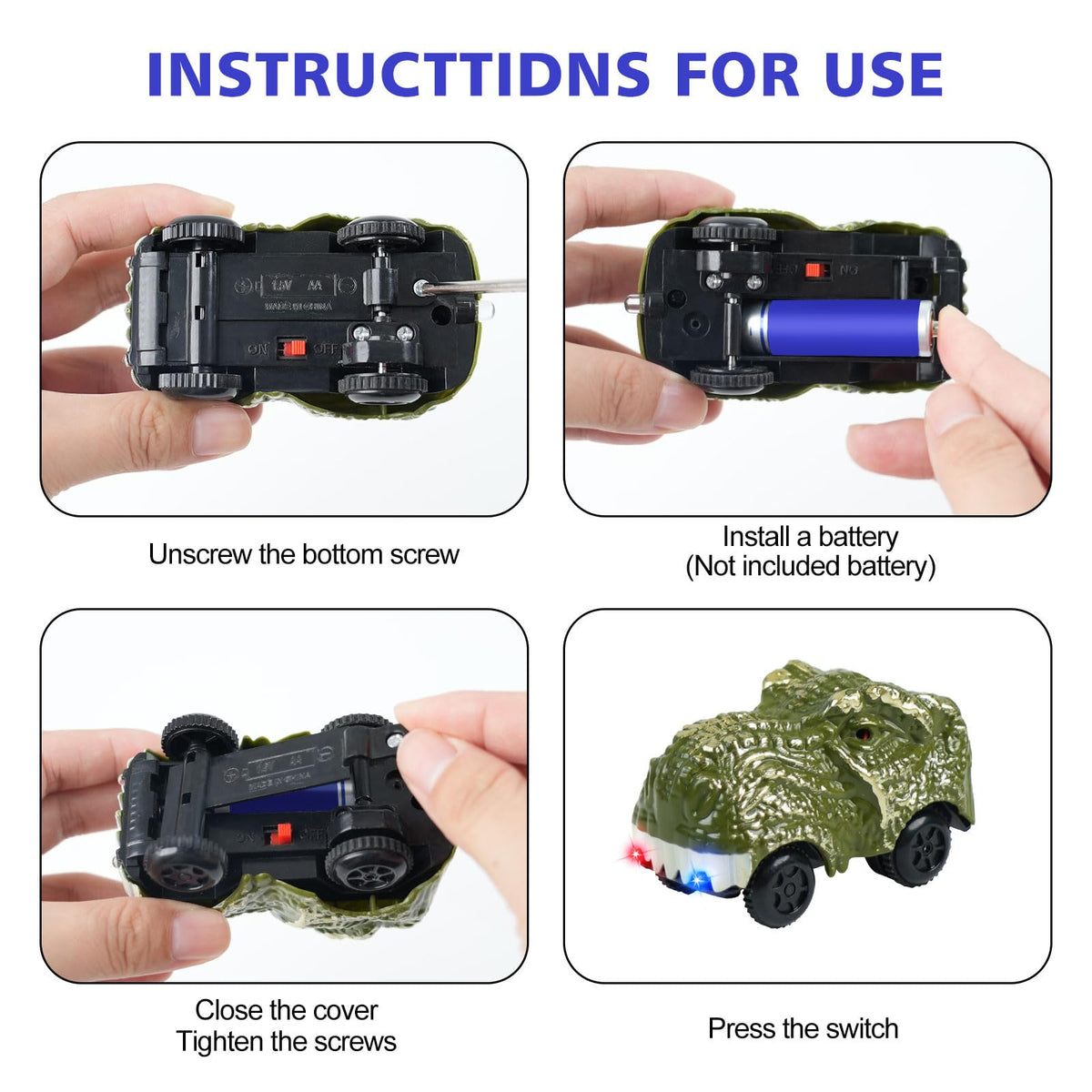 GIAT Dinosaur Track Car LED side profile showing durable rubber rims for smooth play