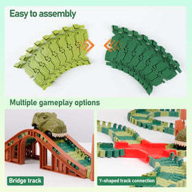 GIAT dinosaur track expansion kit color assembly—two vibrant colors enhance play sessions.