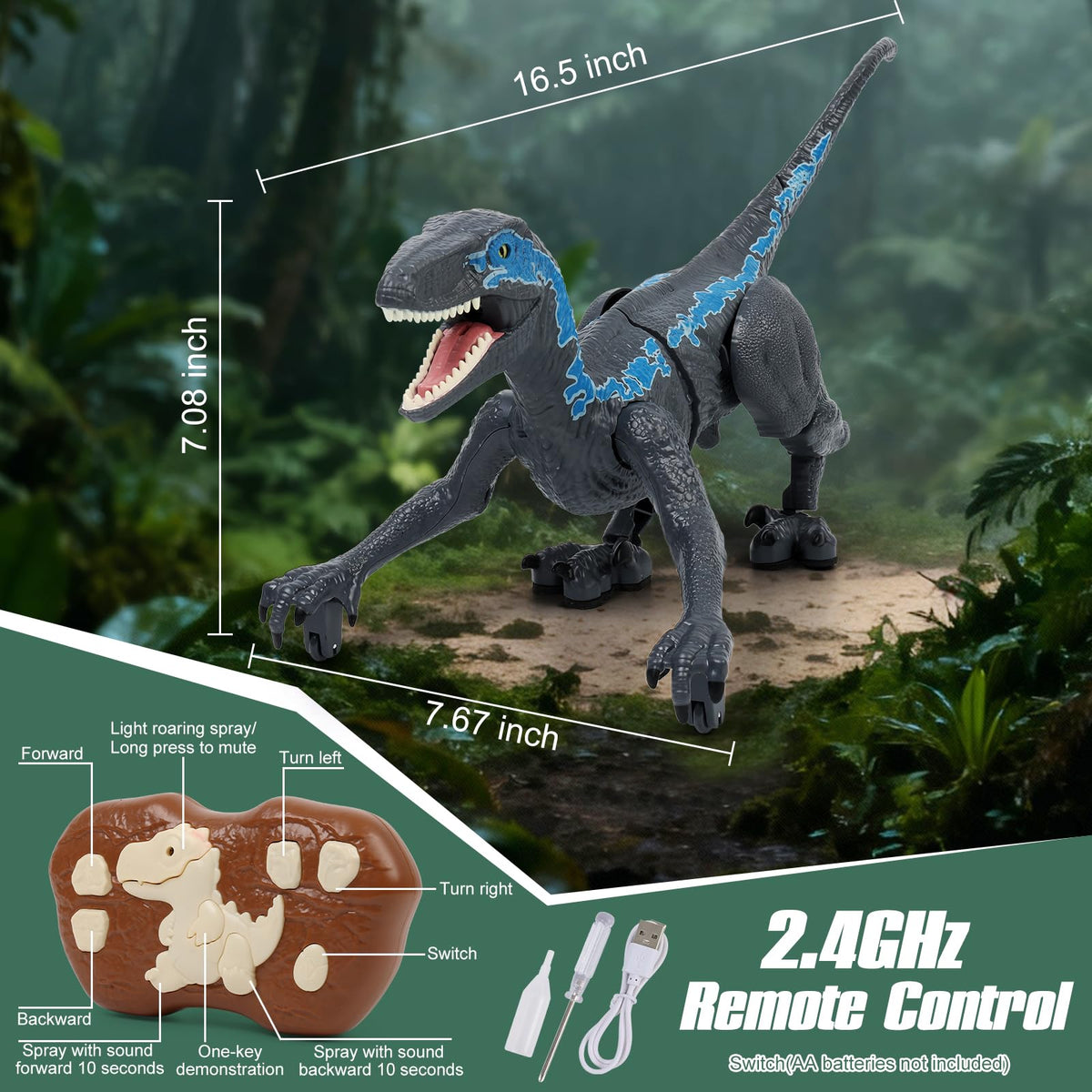 GIAT RC dinosaur supports multiplayer fun with stable 2.4ghz remote control
