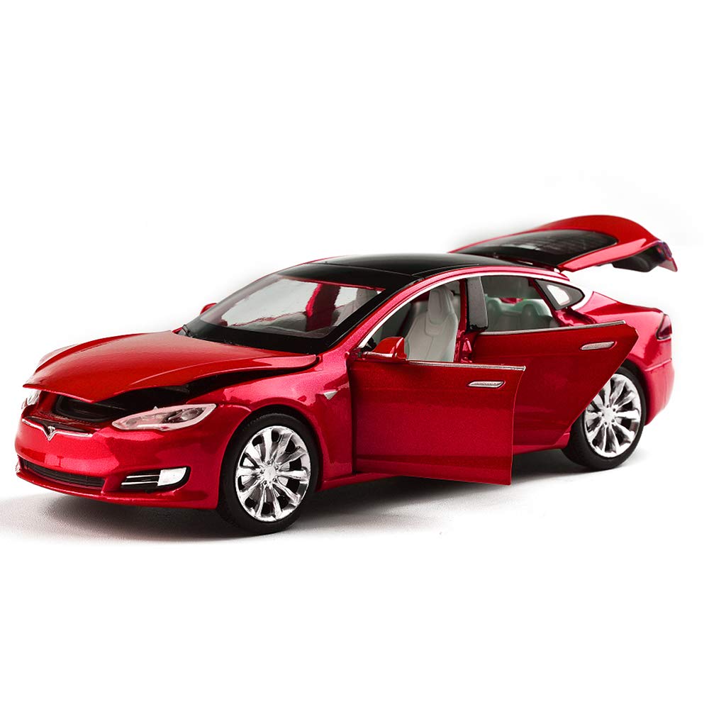 gidoyi Model S alloy toy car red with open front doors for interactive play
