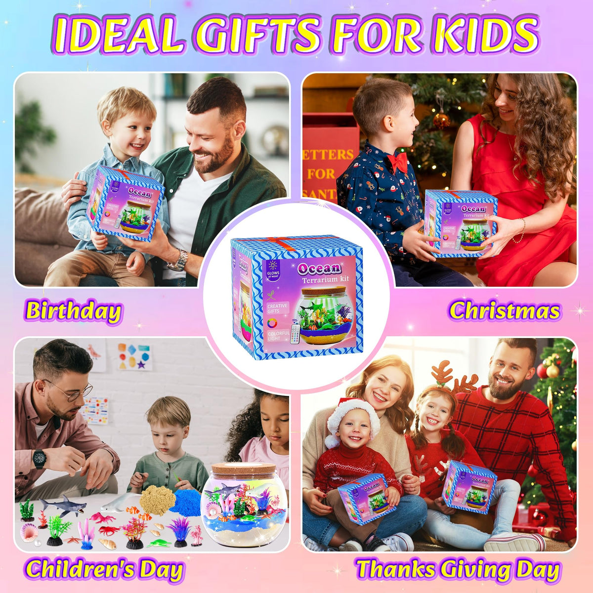 Gifmore Ocean Terrarium Kit gift-ready box suitable for birthdays.