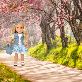 Gift Boutique 18-inch doll in denim jacket for stylish daily adventures